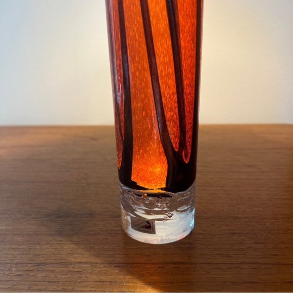 Atelier Beranek 14” Round Orange Hand Blown Art Glass Vase Marked Vintage - Picture 12 of 12